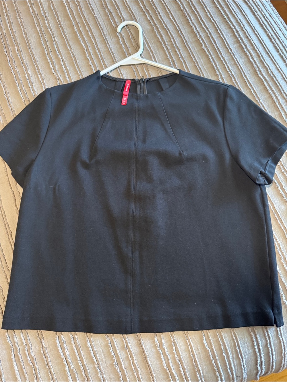 SPANX Black Short Sleeve Crewneck Blouse